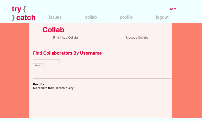 try / catch collab page